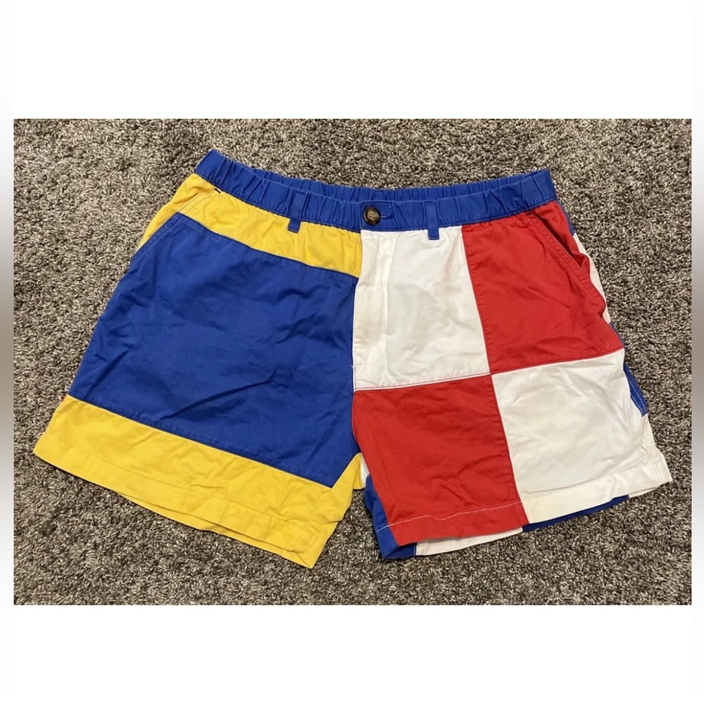 Chubbies 5” Blue Red Yellow Color Block 100% Cotton Mens Large Shorts